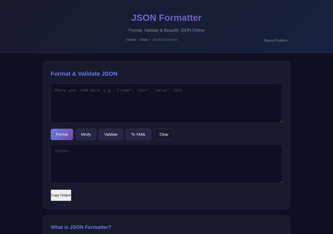 Format JSON Online — Free & Instant Tool
