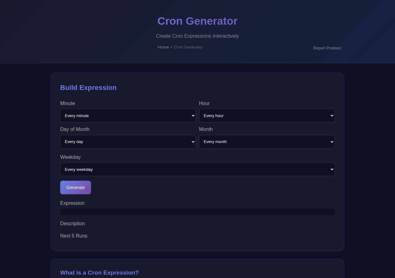 Generate Cron Online — Free Tool