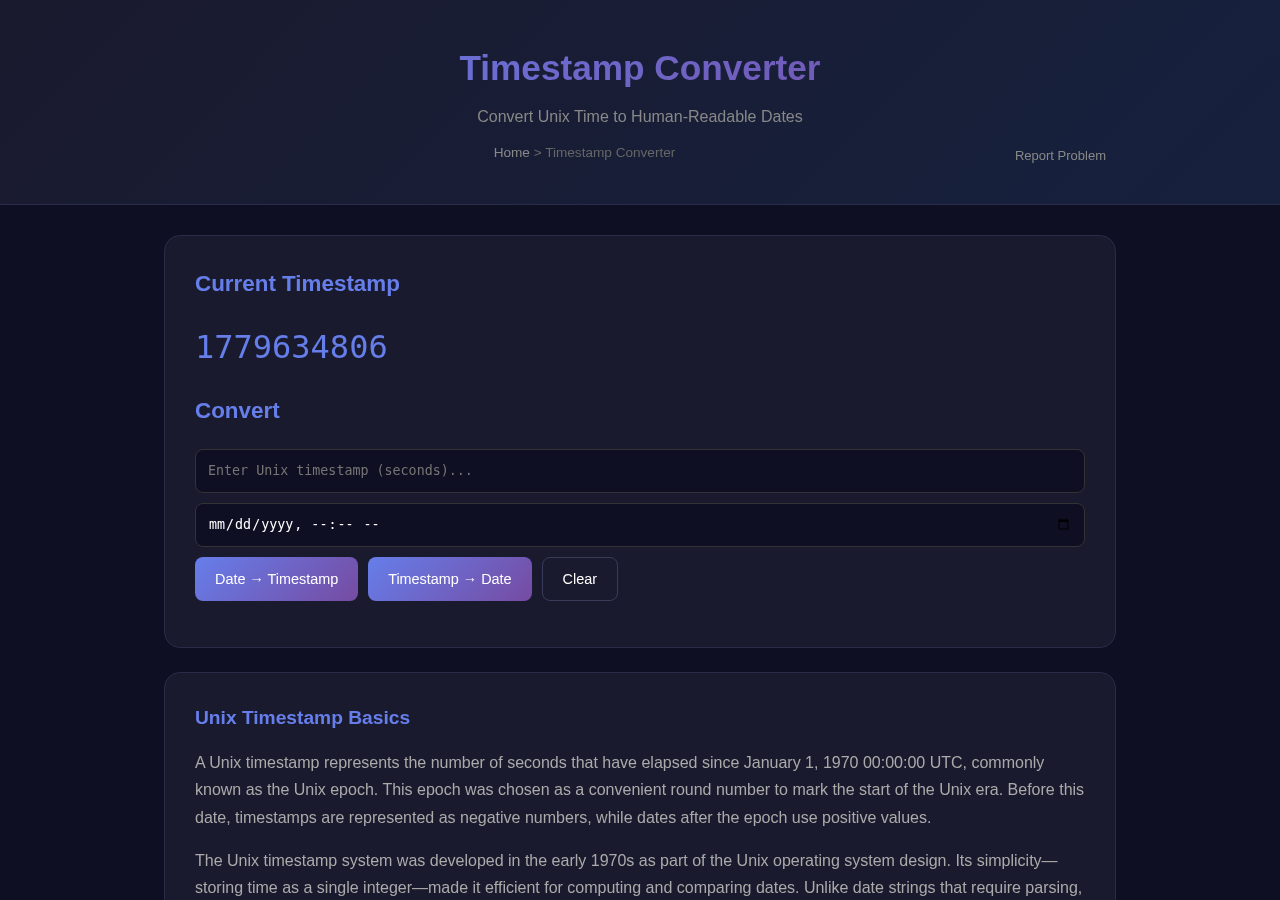Convert Timestamp Online — Free Tool