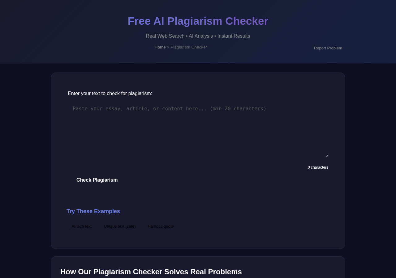 Plagiarism Checker — Free Online Tool