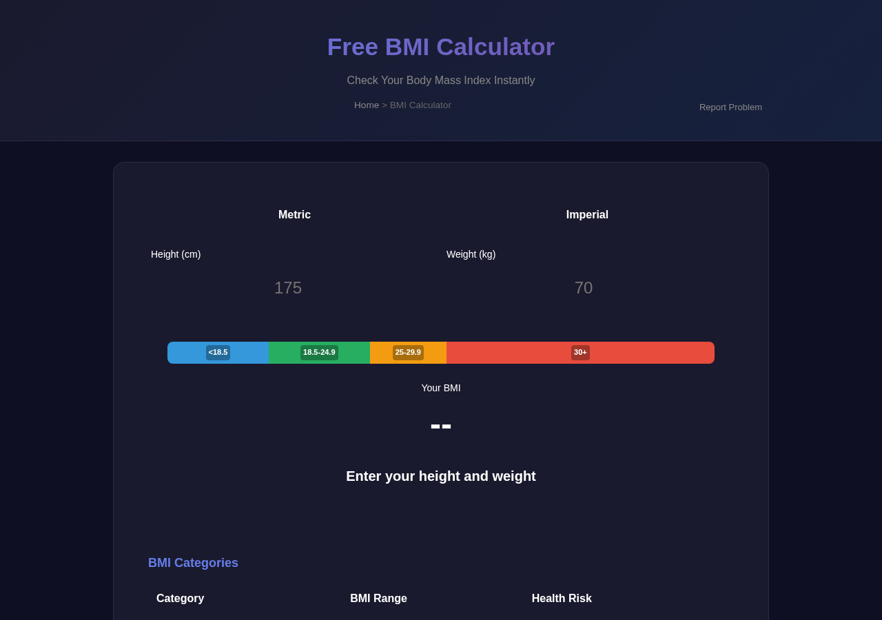 BMI Calculator Online — Free Health Tool