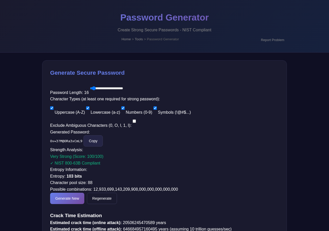 Generate Password Online — Free Tool