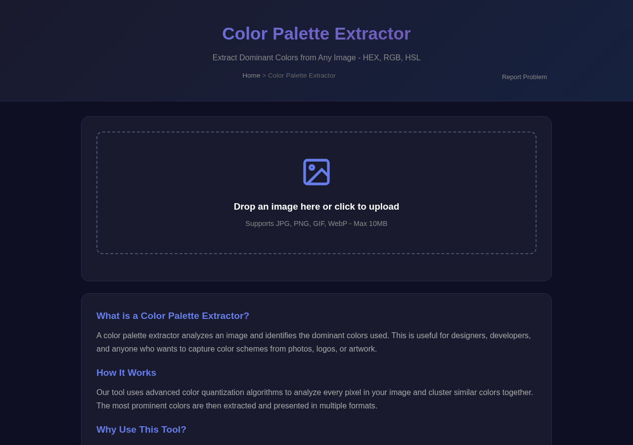 Color Palette Extractor tool interface