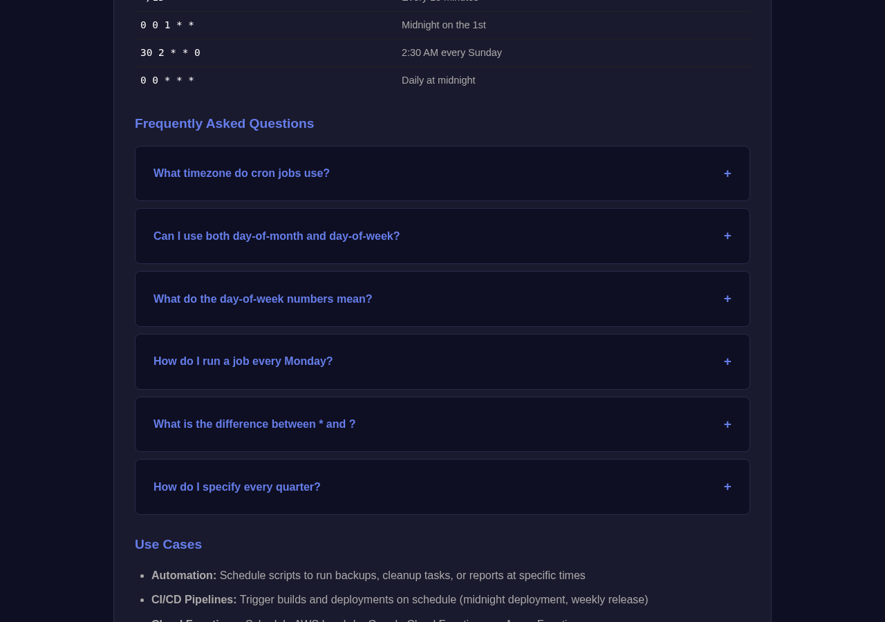Cron Generator tool interface