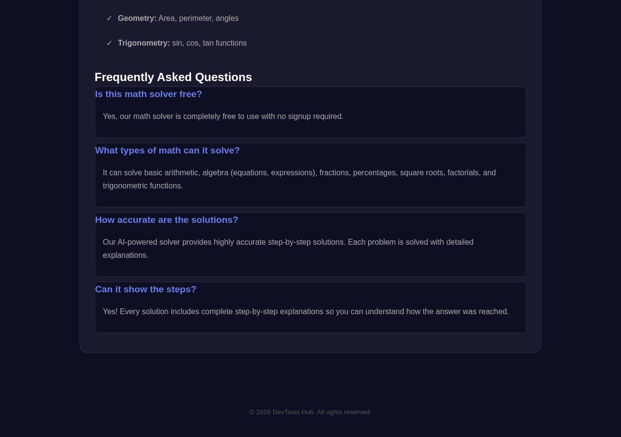 Math Solver tool interface