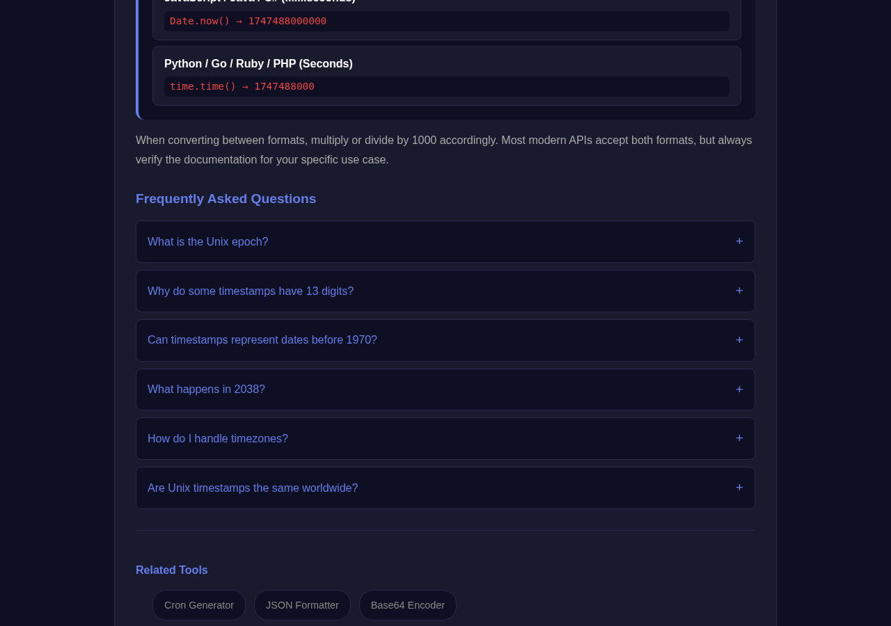 Timestamp Converter tool interface