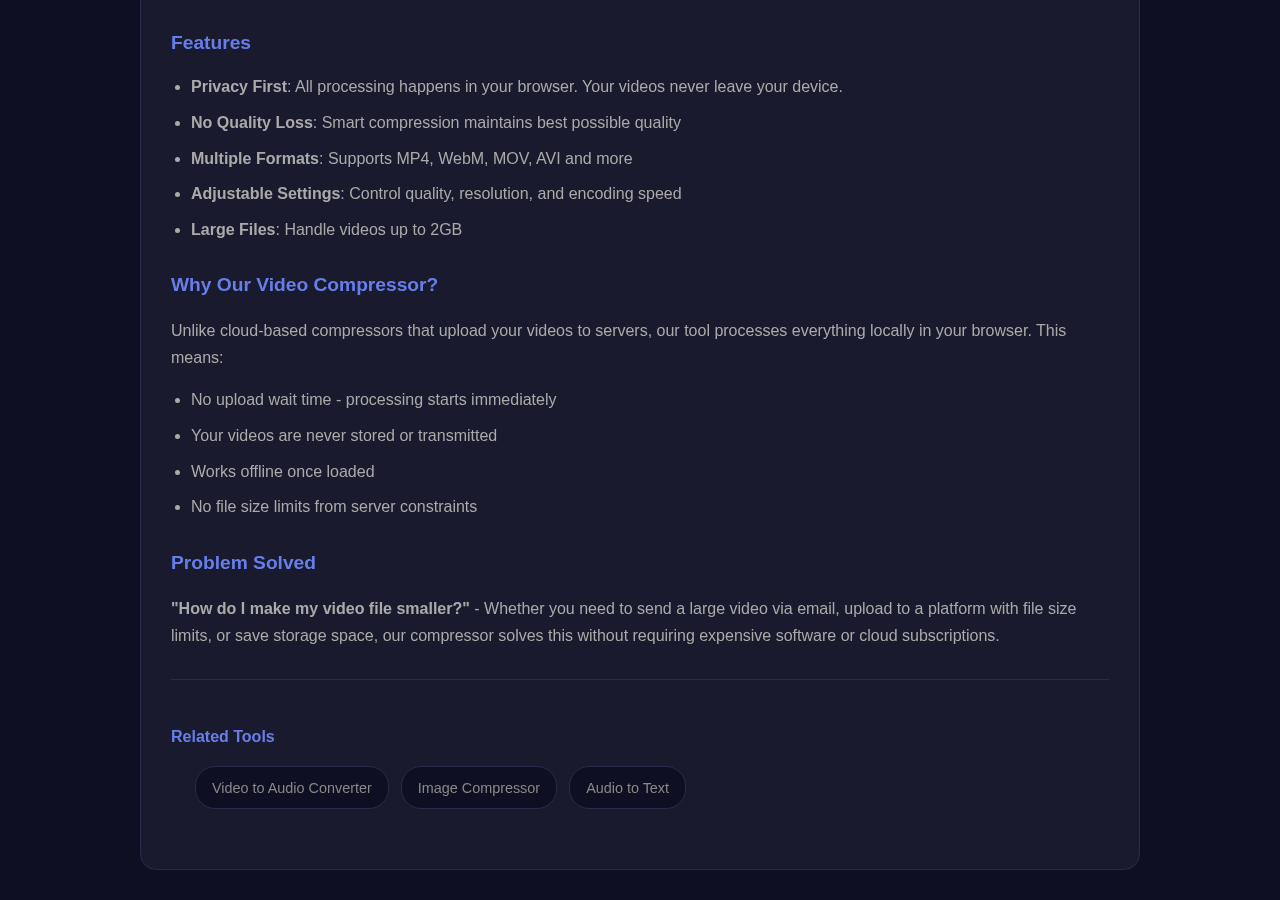 Video Compressor tool interface