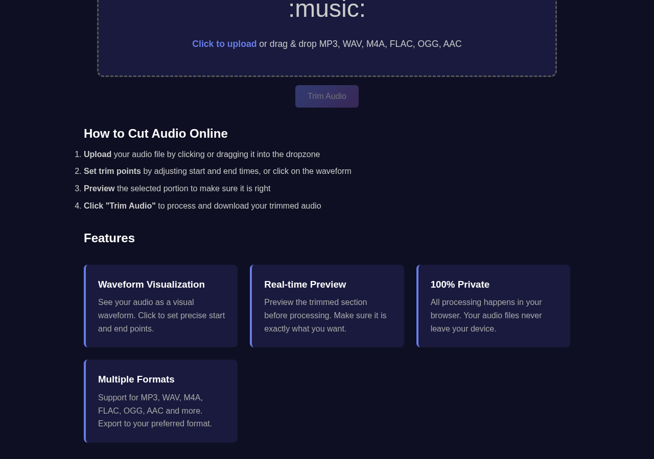 Audio Cutter tool interface