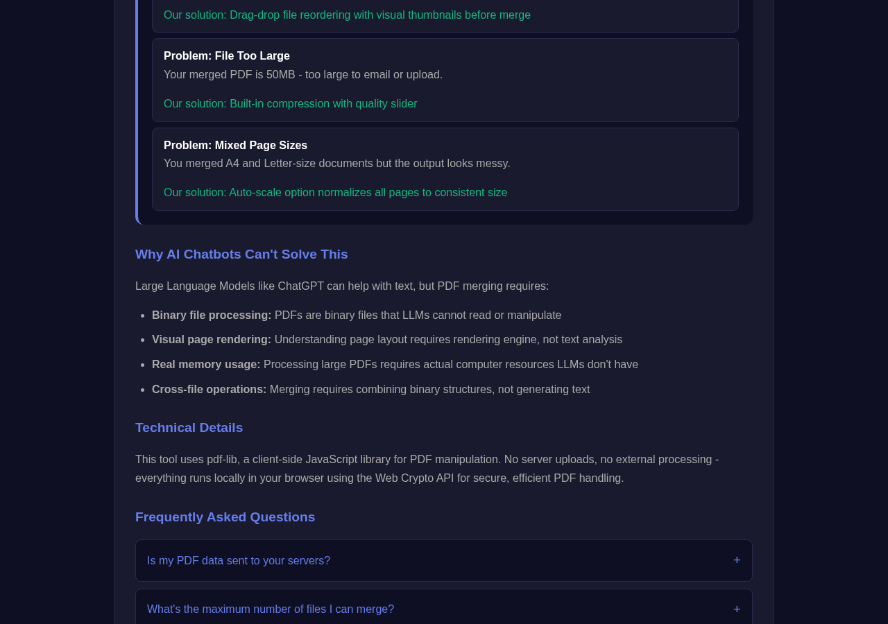 Pdf Merger tool interface