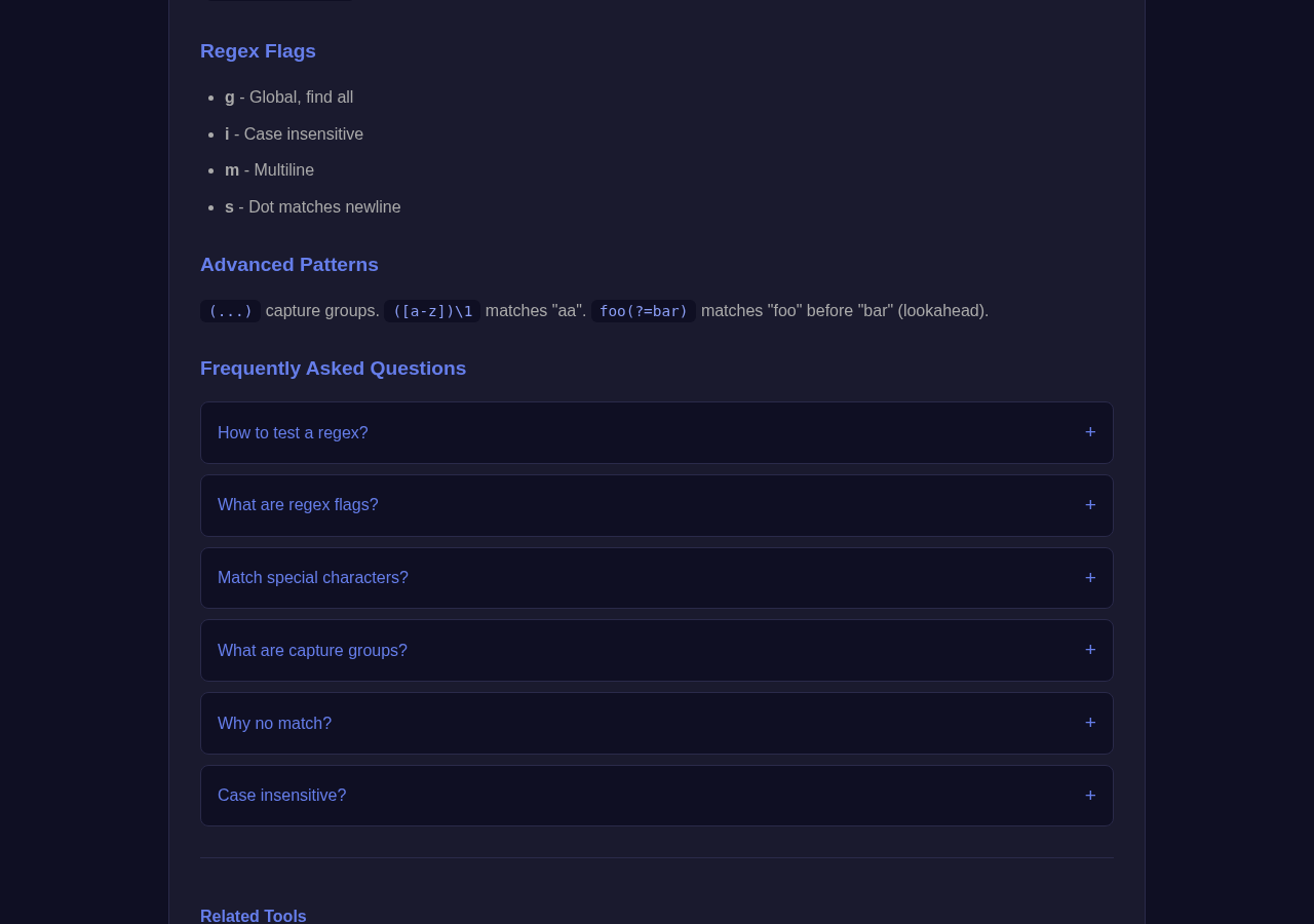 Regex Tester tool interface