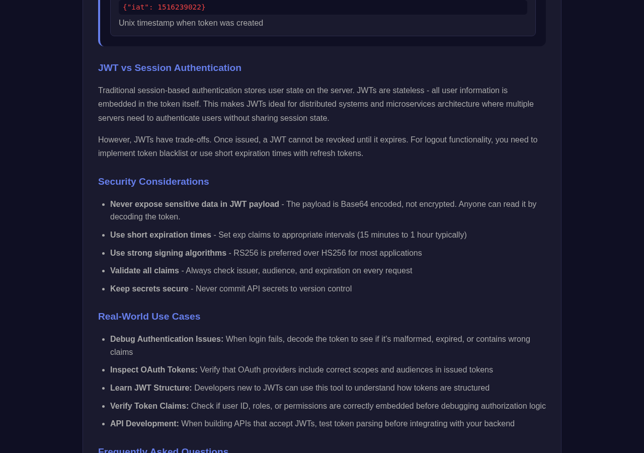 Jwt Decoder tool interface