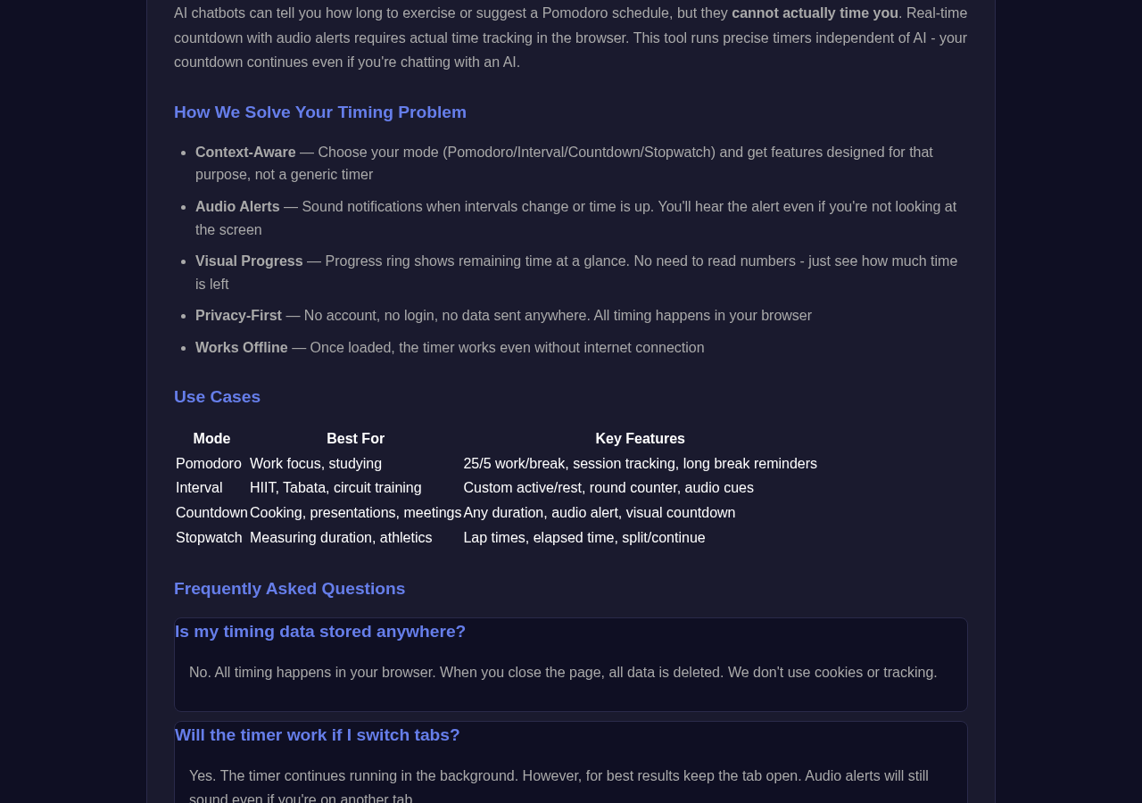 Online Timer tool interface