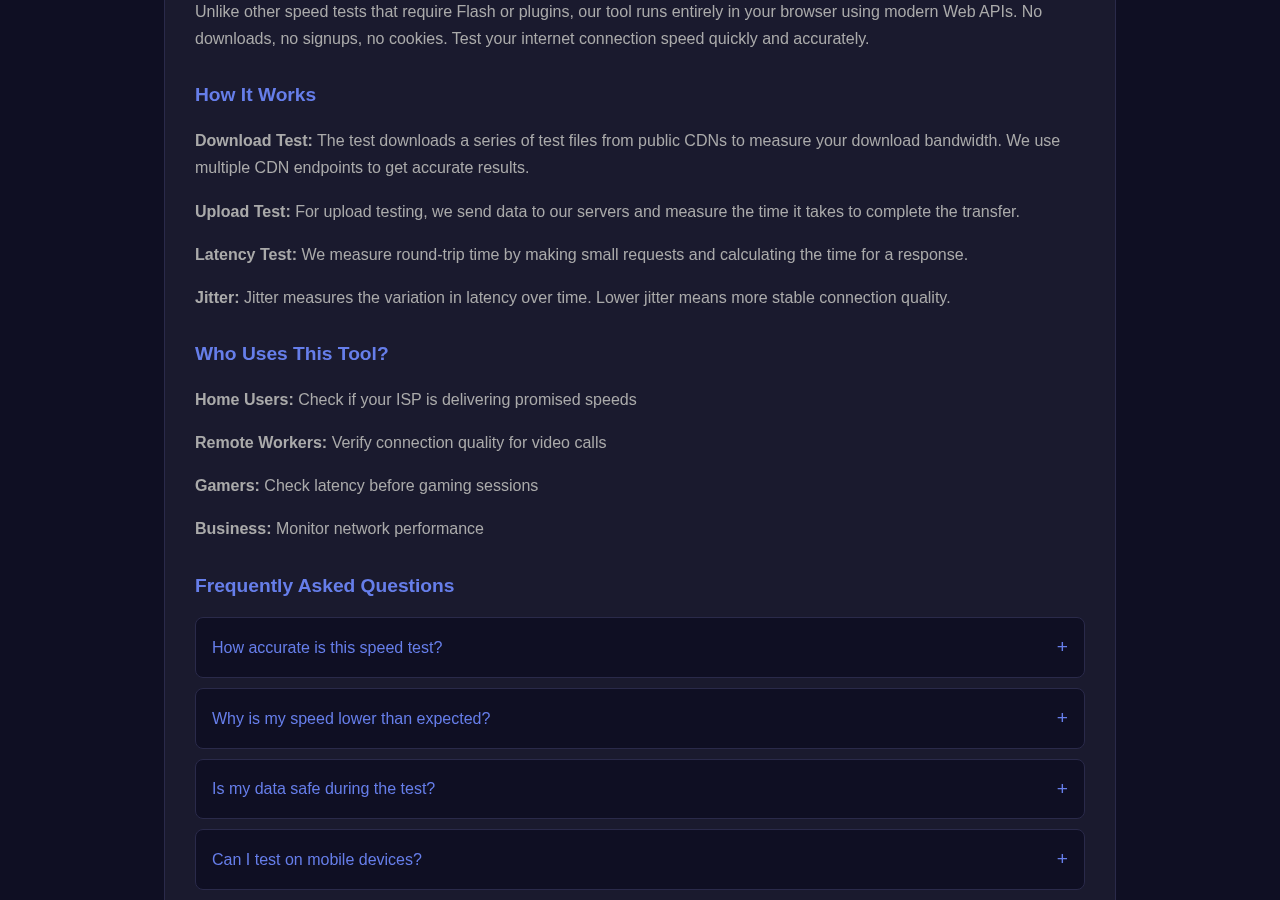 Speed Test tool interface