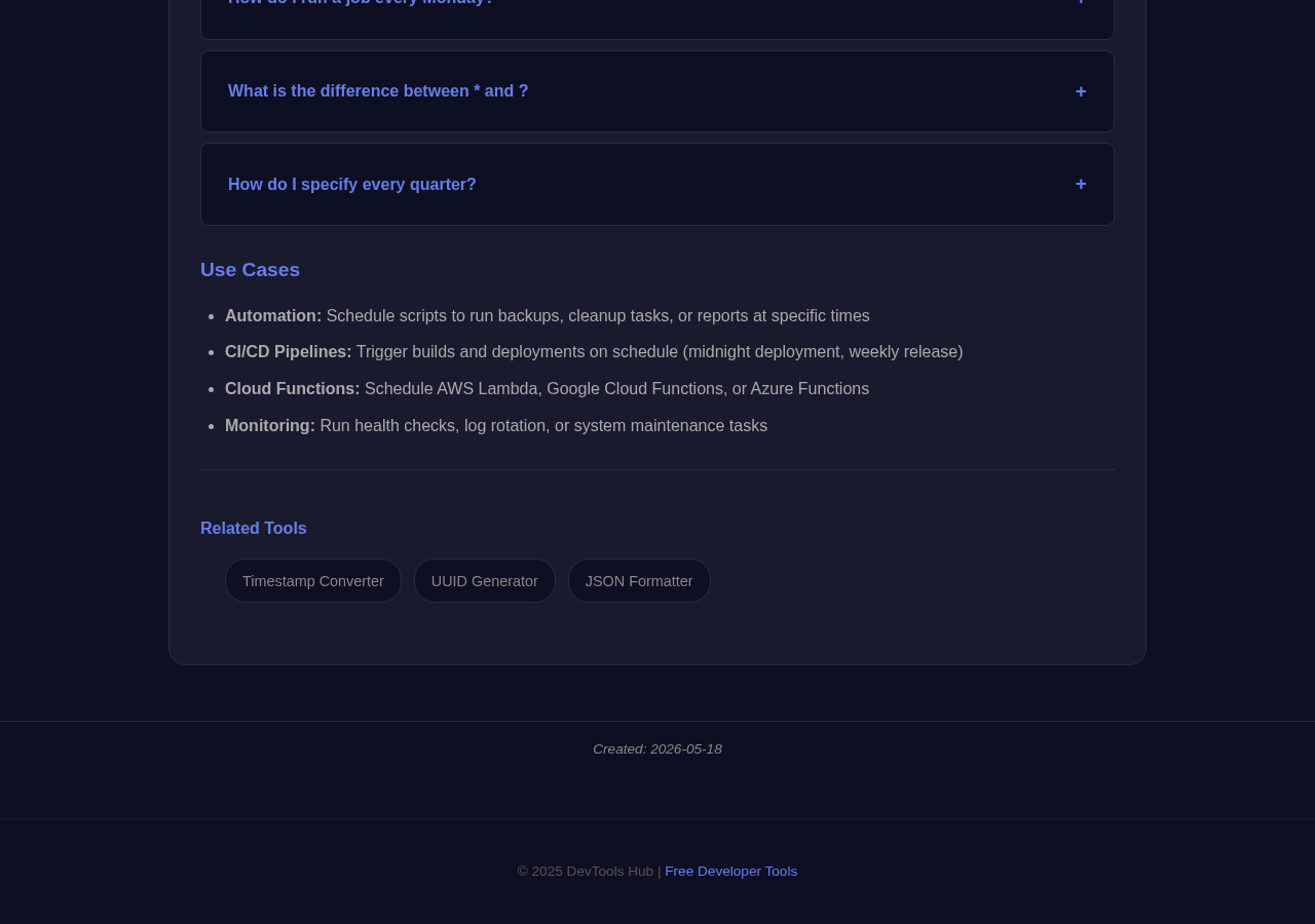 Cron Generator tool interface