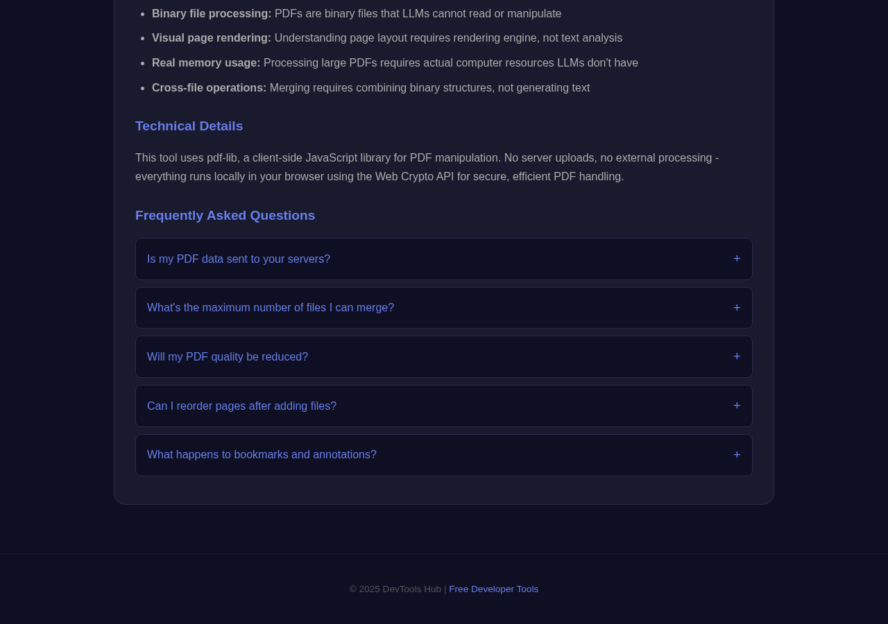 Pdf Merger tool interface