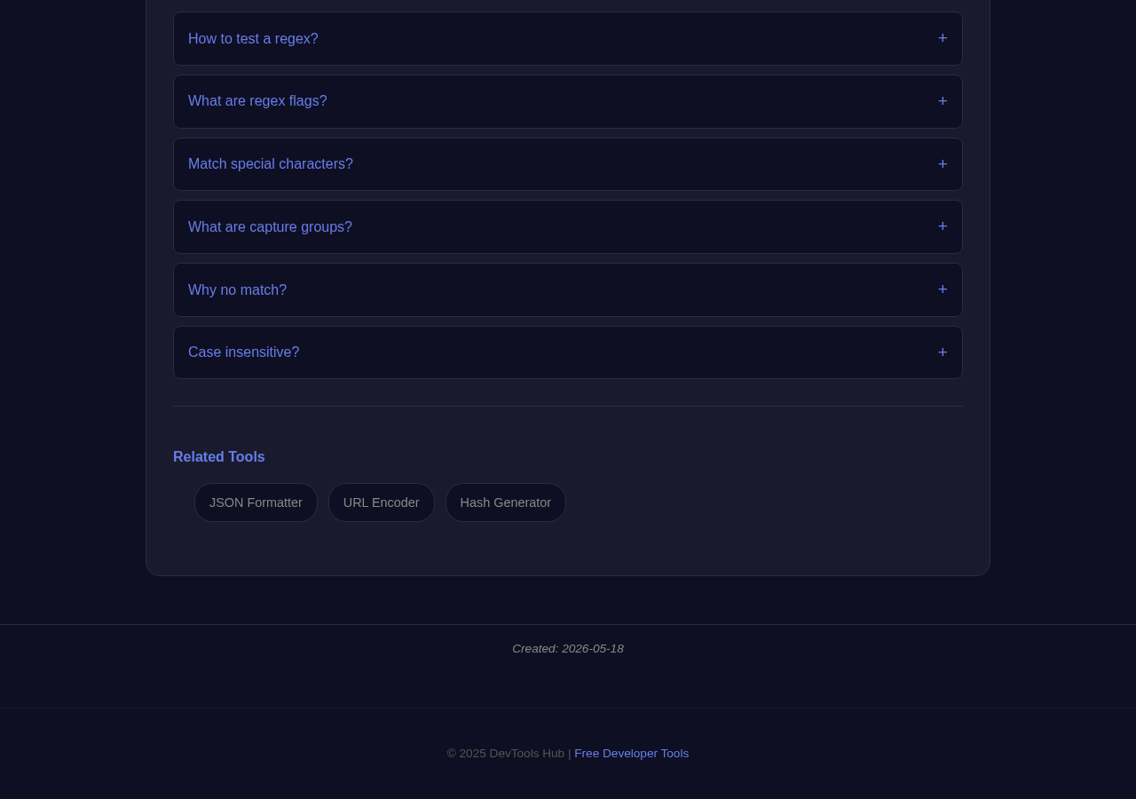 Regex Tester tool interface