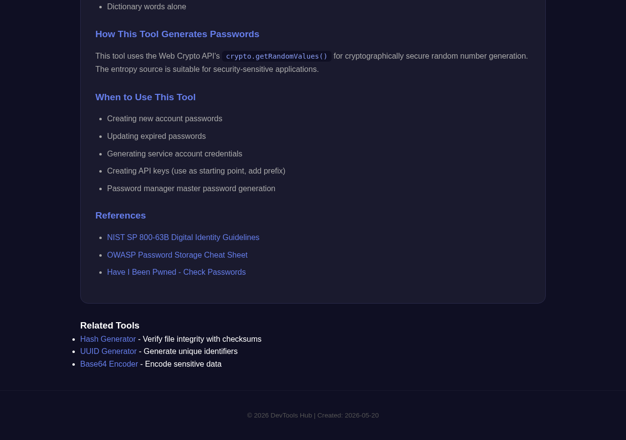 Password Generator tool interface