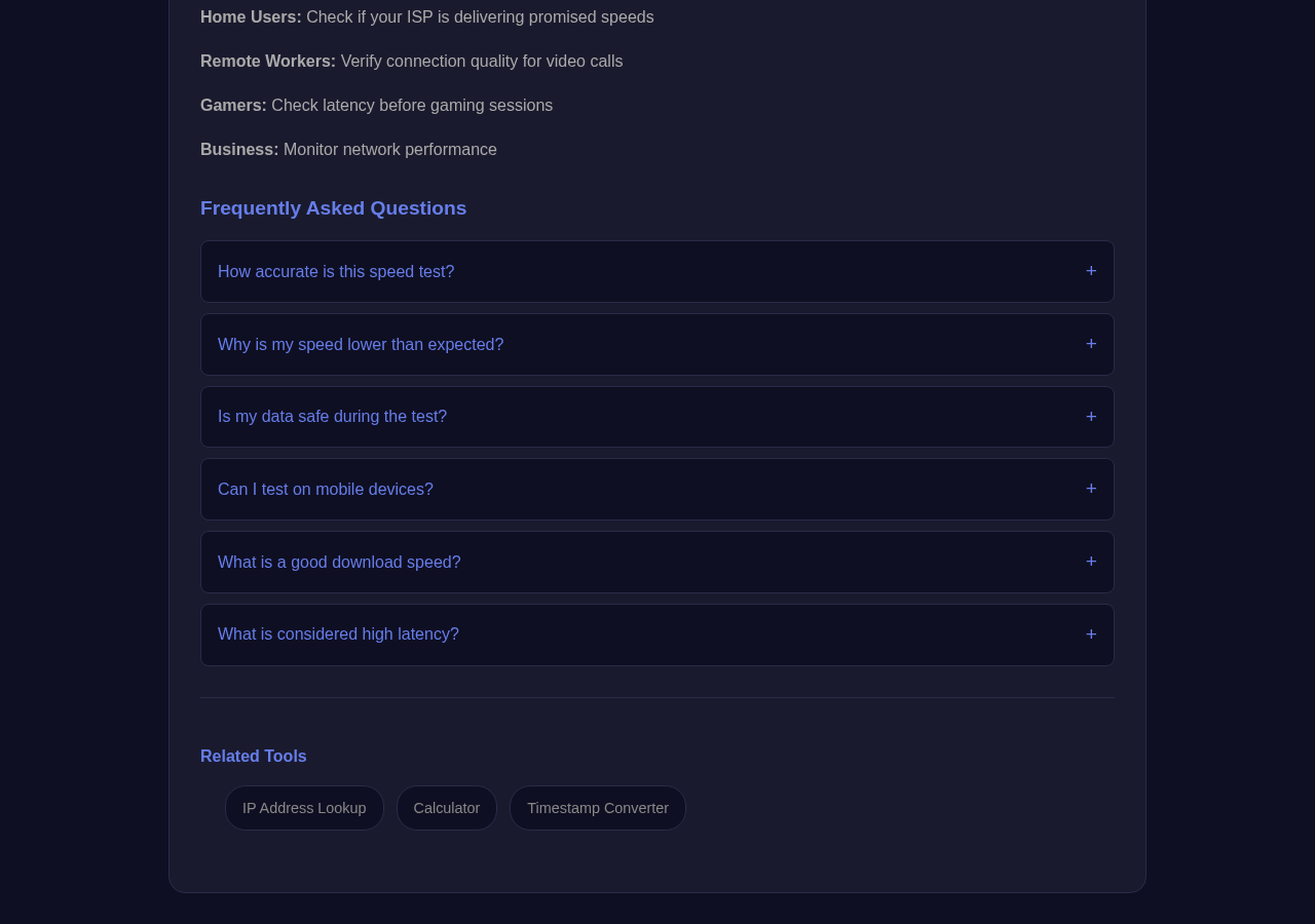 Speed Test tool interface