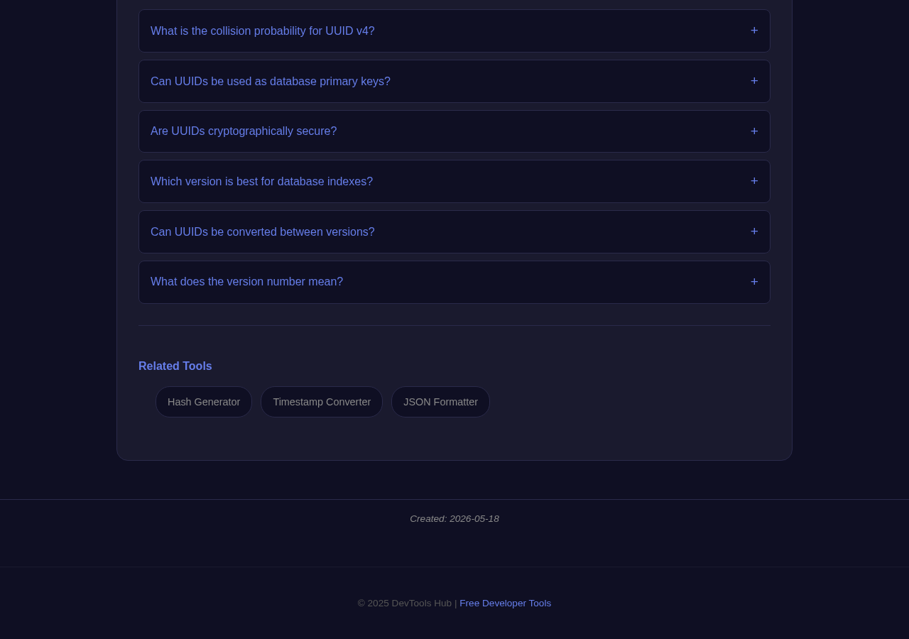 Uuid Generator tool interface