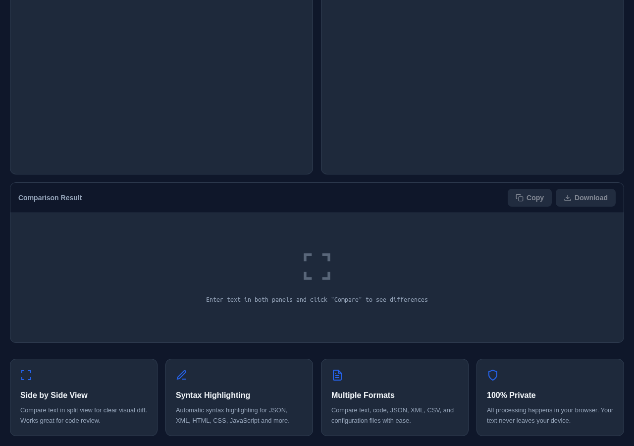 Text Diff tool interface