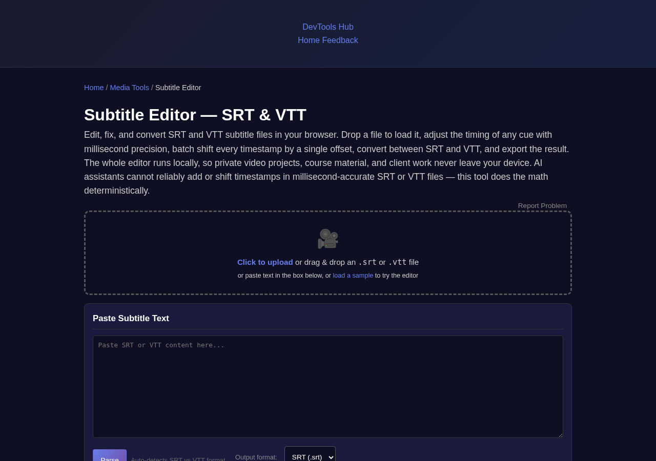Subtitle Editor — Free Online Tool