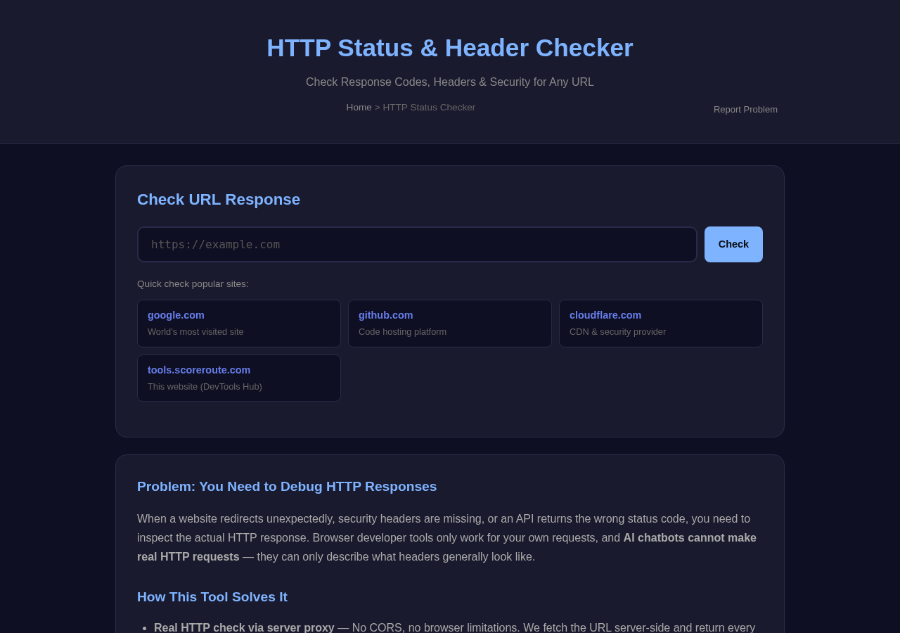 Http Status Checker — Free Online Tool