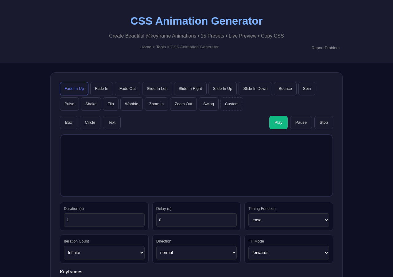 Css Animation Generator — Free Online Tool