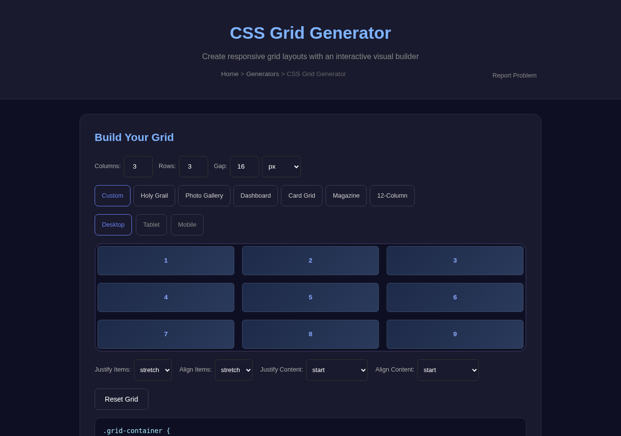 Css Grid Generator — Free Online Tool
