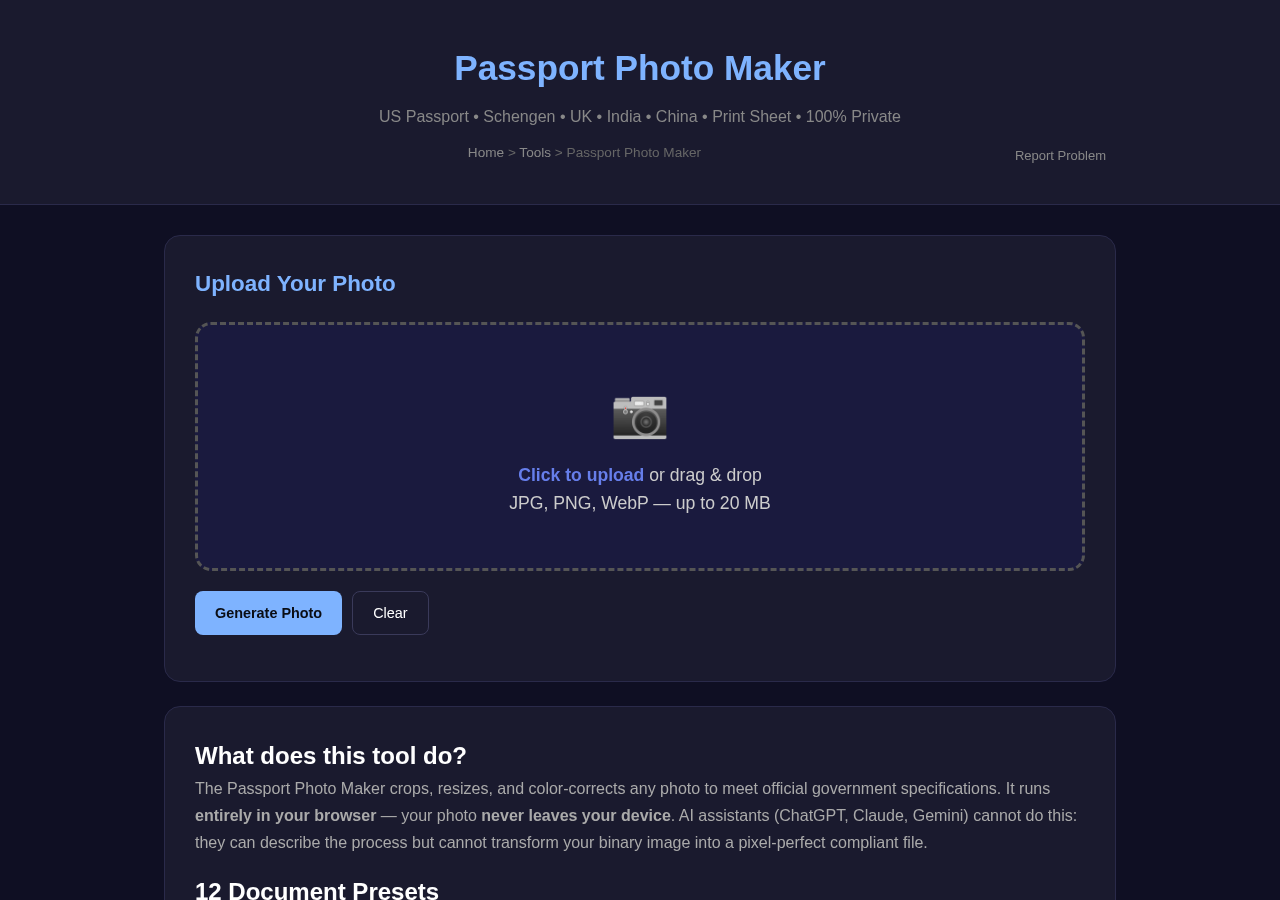 Passport Photo Maker — Free Online Tool