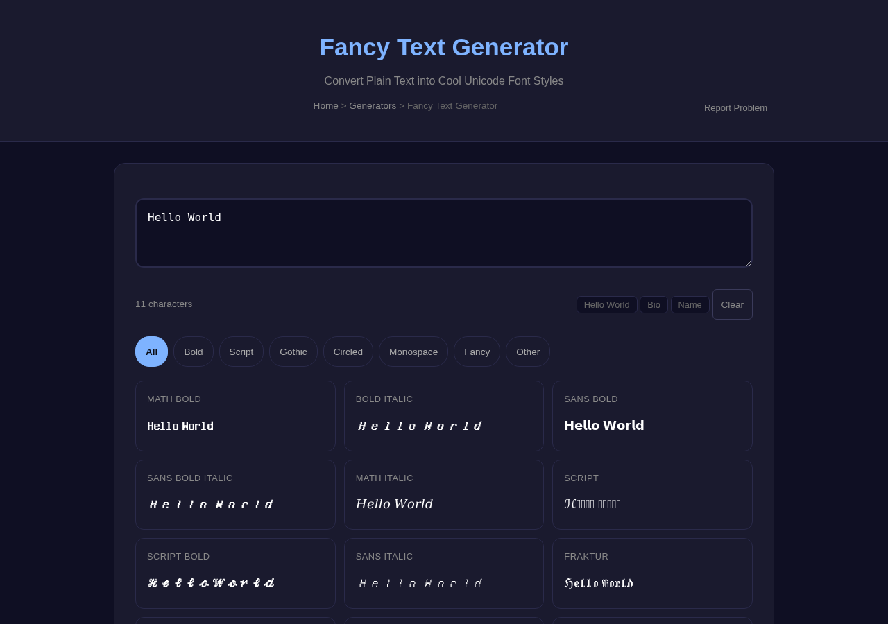 Fancy Text Generator — Free Online Tool