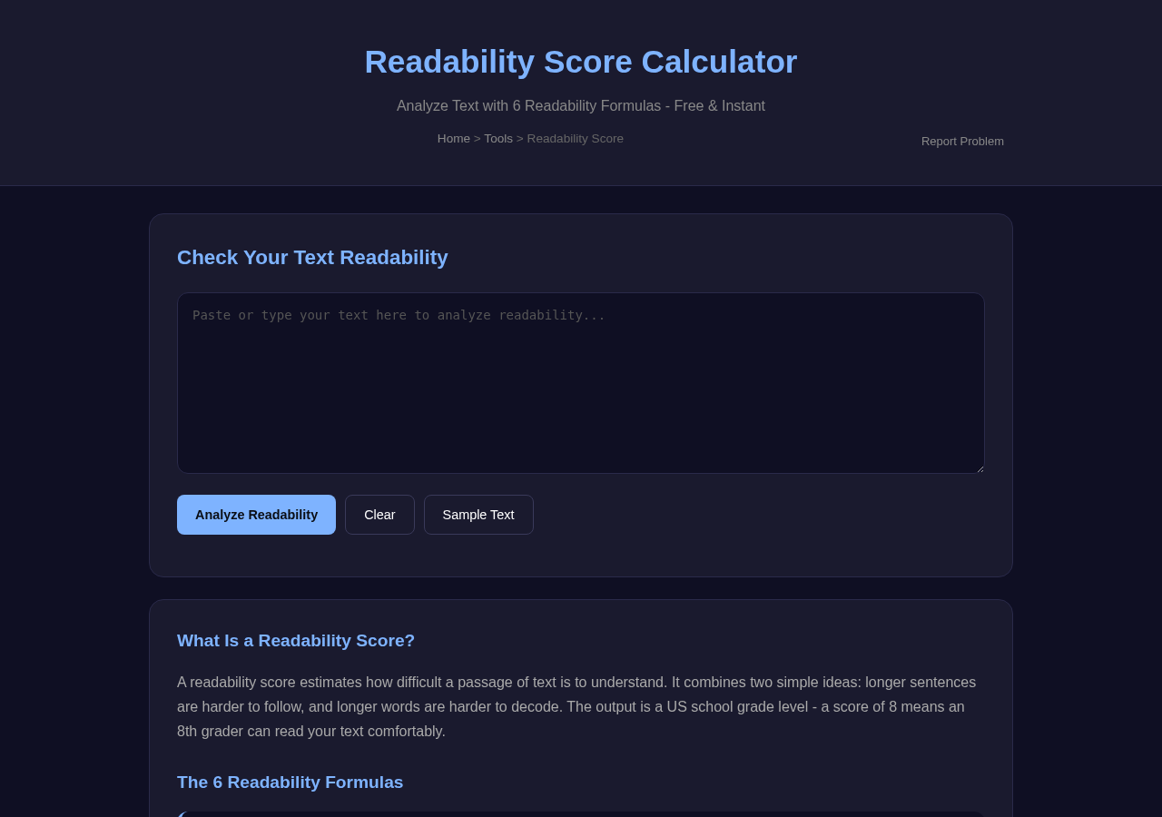 Readability Score — Free Online Tool