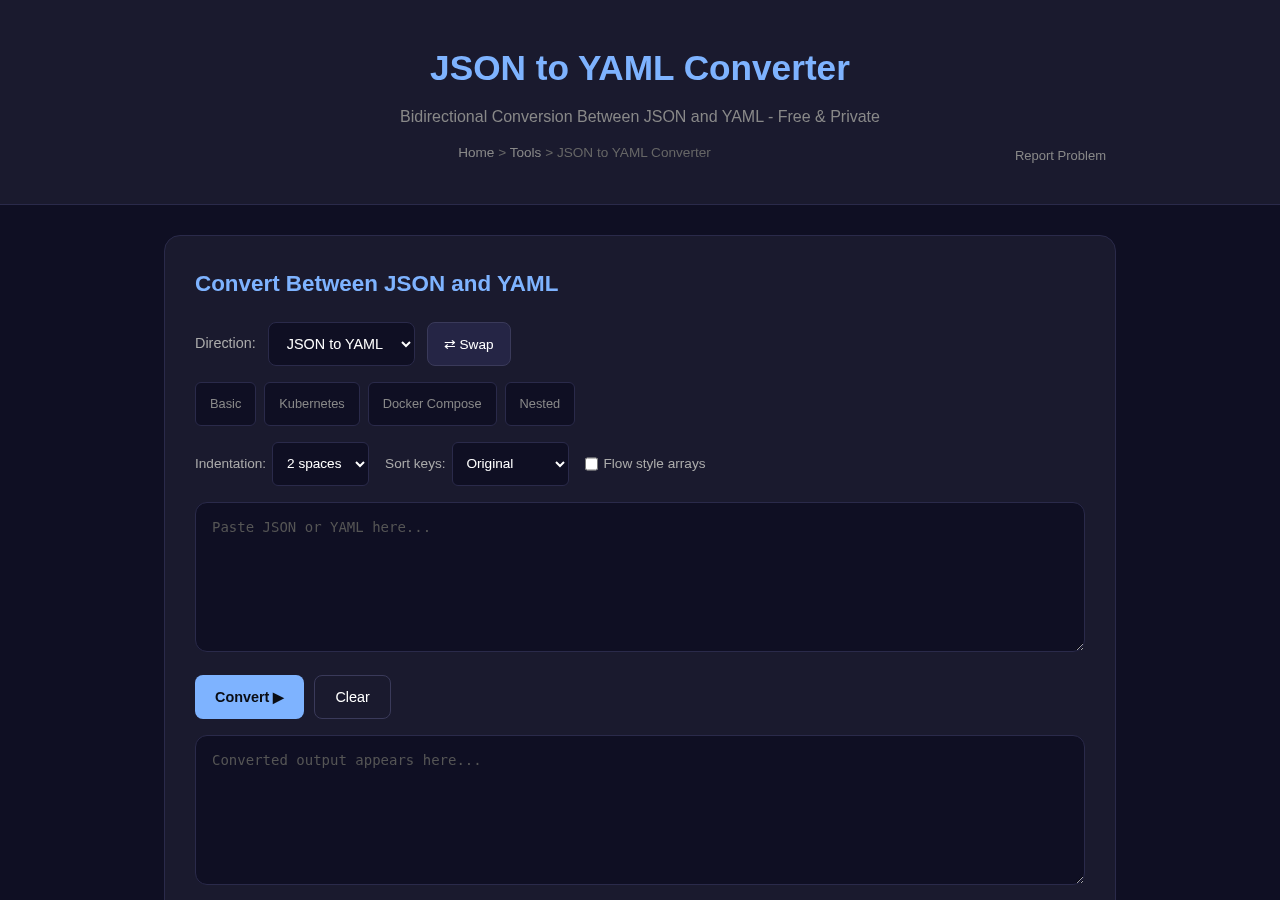 Json Yaml Converter — Free Online Tool