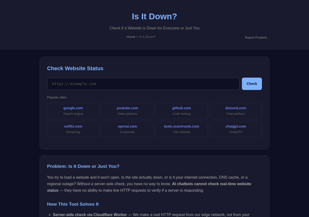 Website Down Checker — Free Online Tool