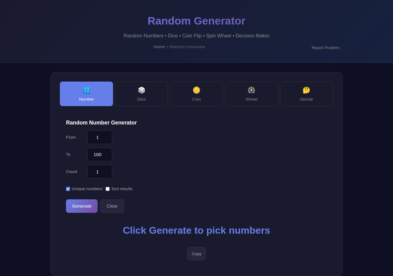 Random Generator — Free Online Tool