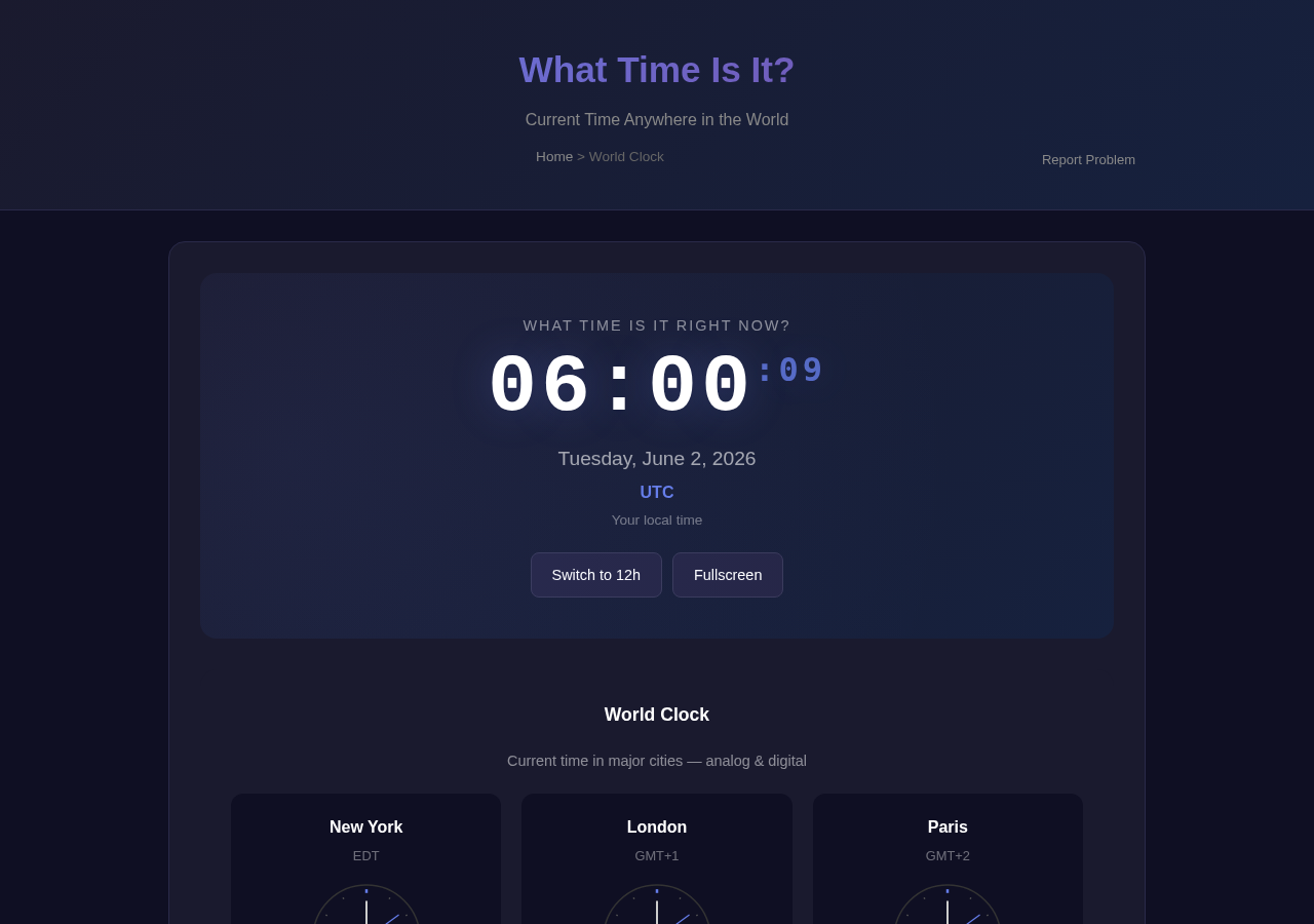 World Clock — Free Online Tool