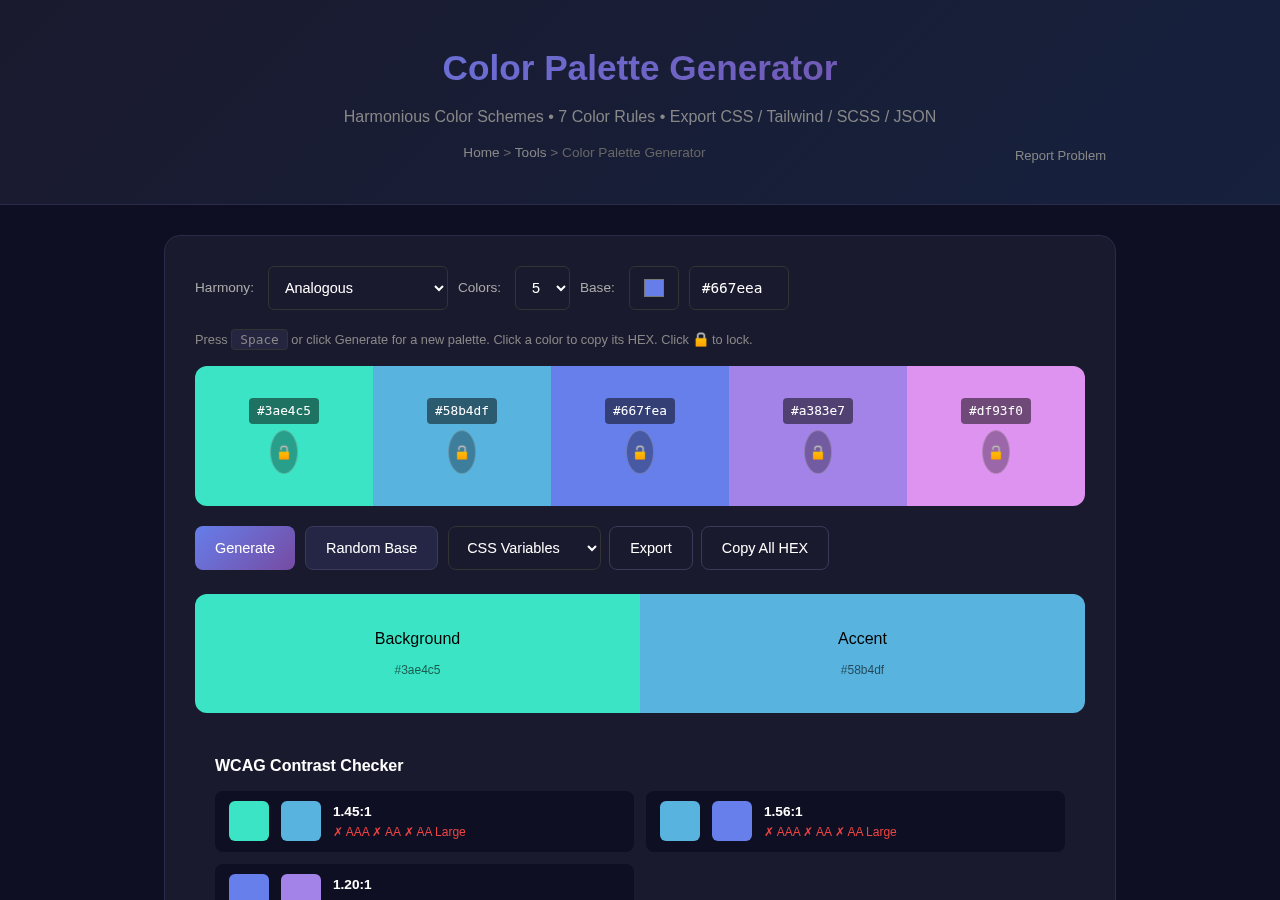 Color Palette Generator — Free Online Tool