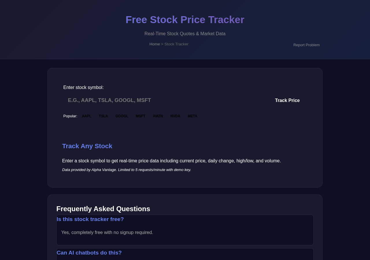 Stock Tracker — Free Online Tool