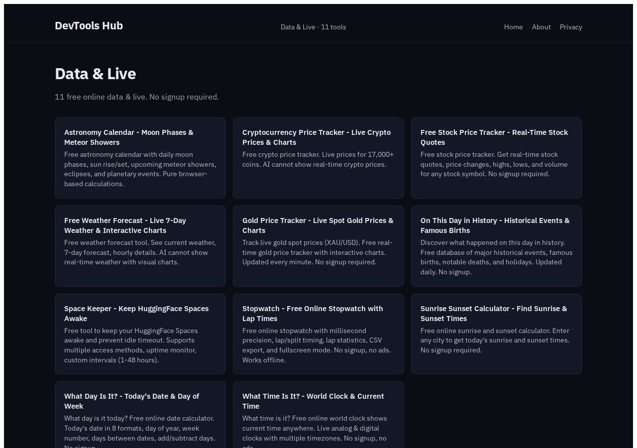 Data Live — Free Online Tool