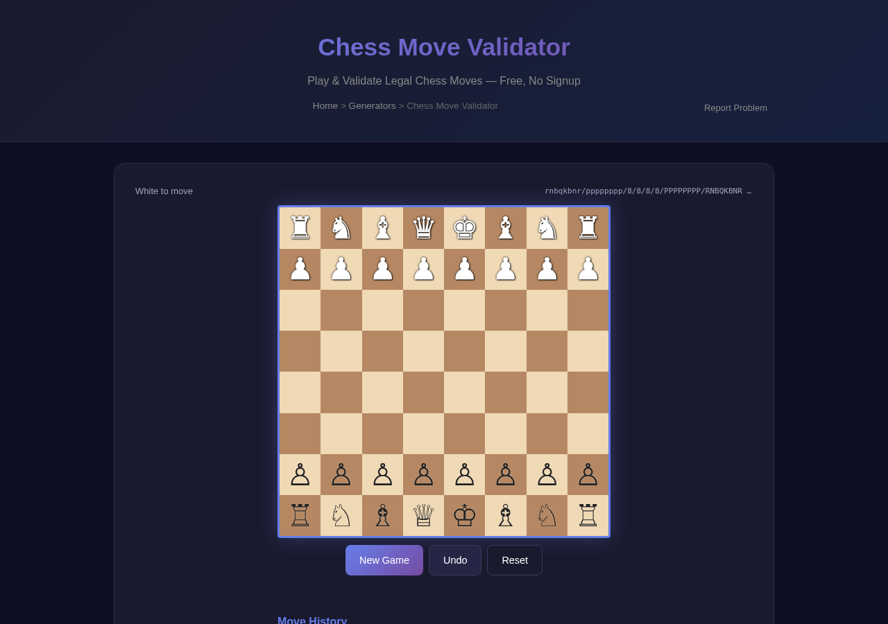 Chess Move Validator — Free Online Tool