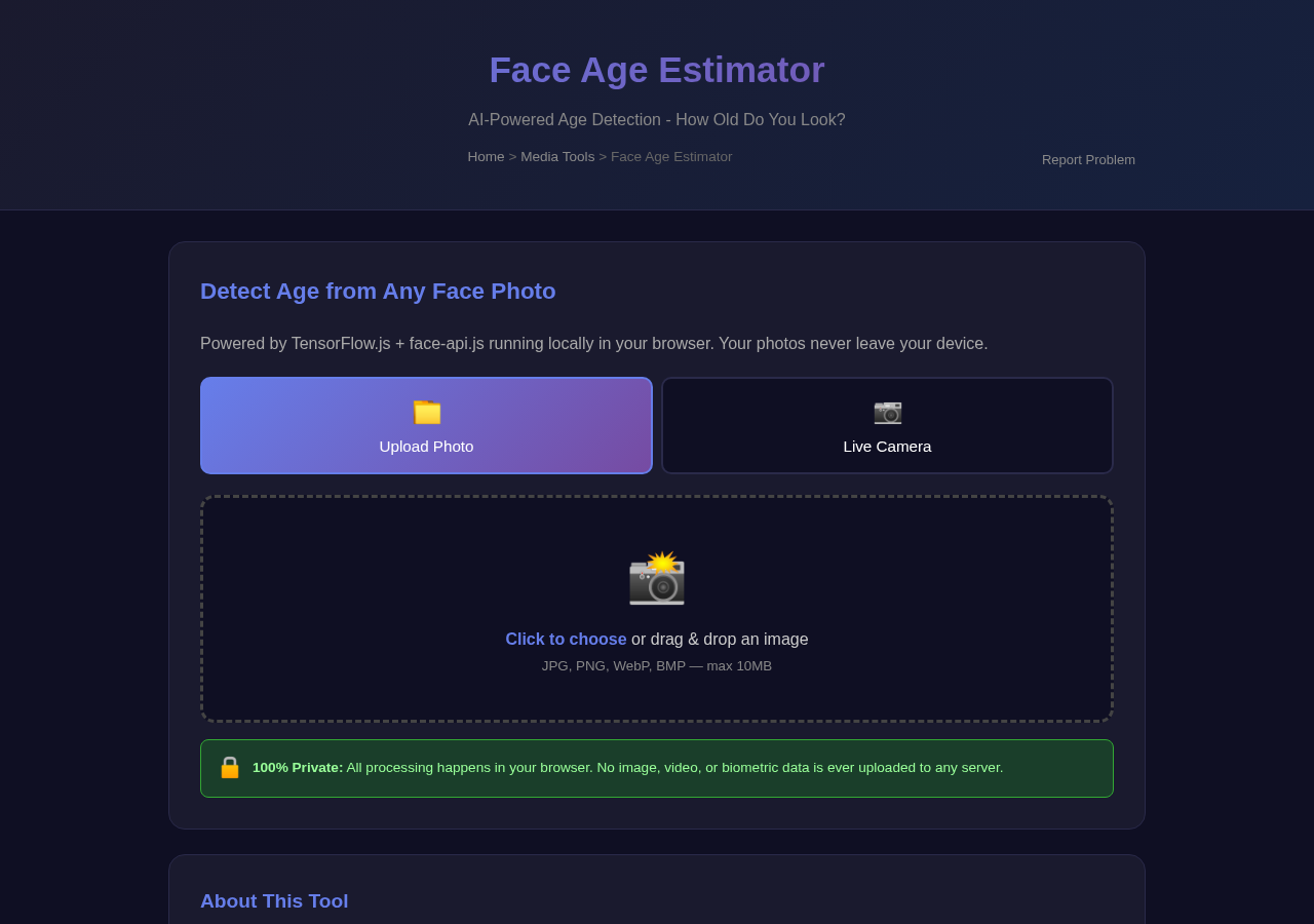 Face Age Estimator — Free Online Tool