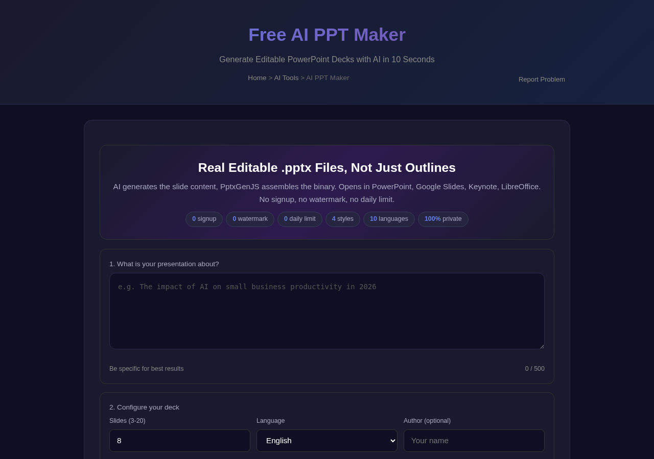 Ai Ppt Maker — Free Online Tool