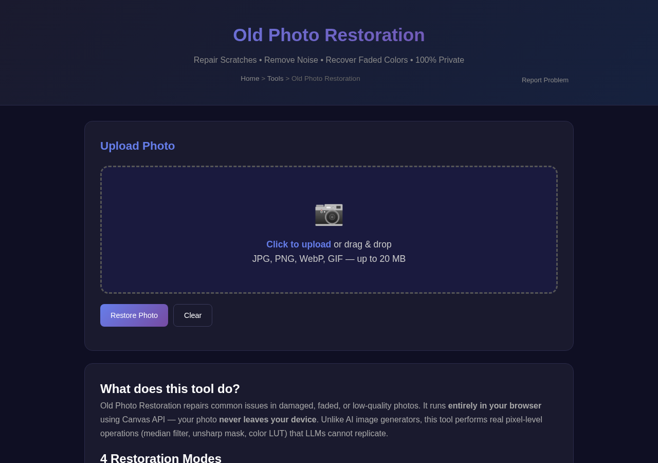 Old Photo Restoration — Free Online Tool