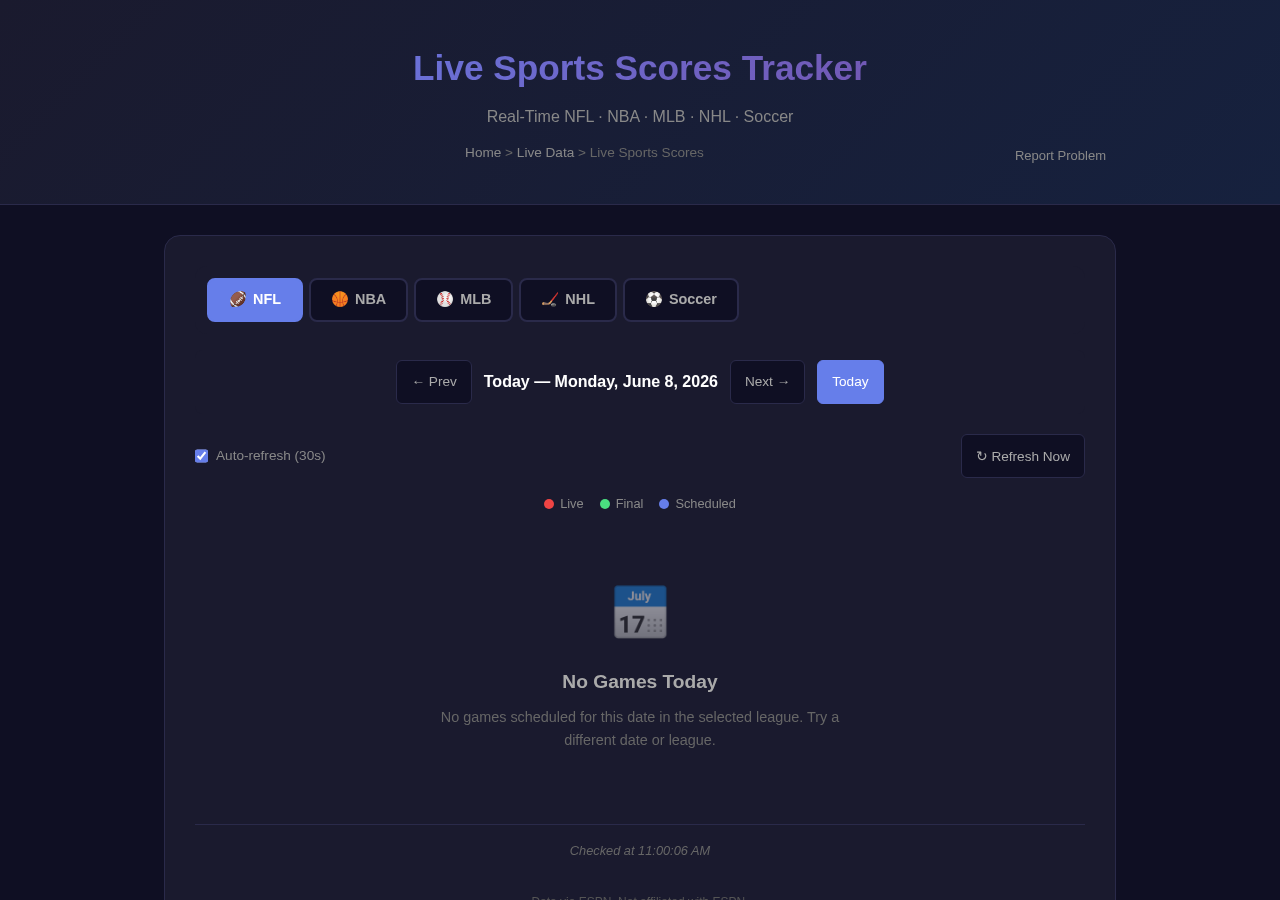 Live Scores — Free Online Tool