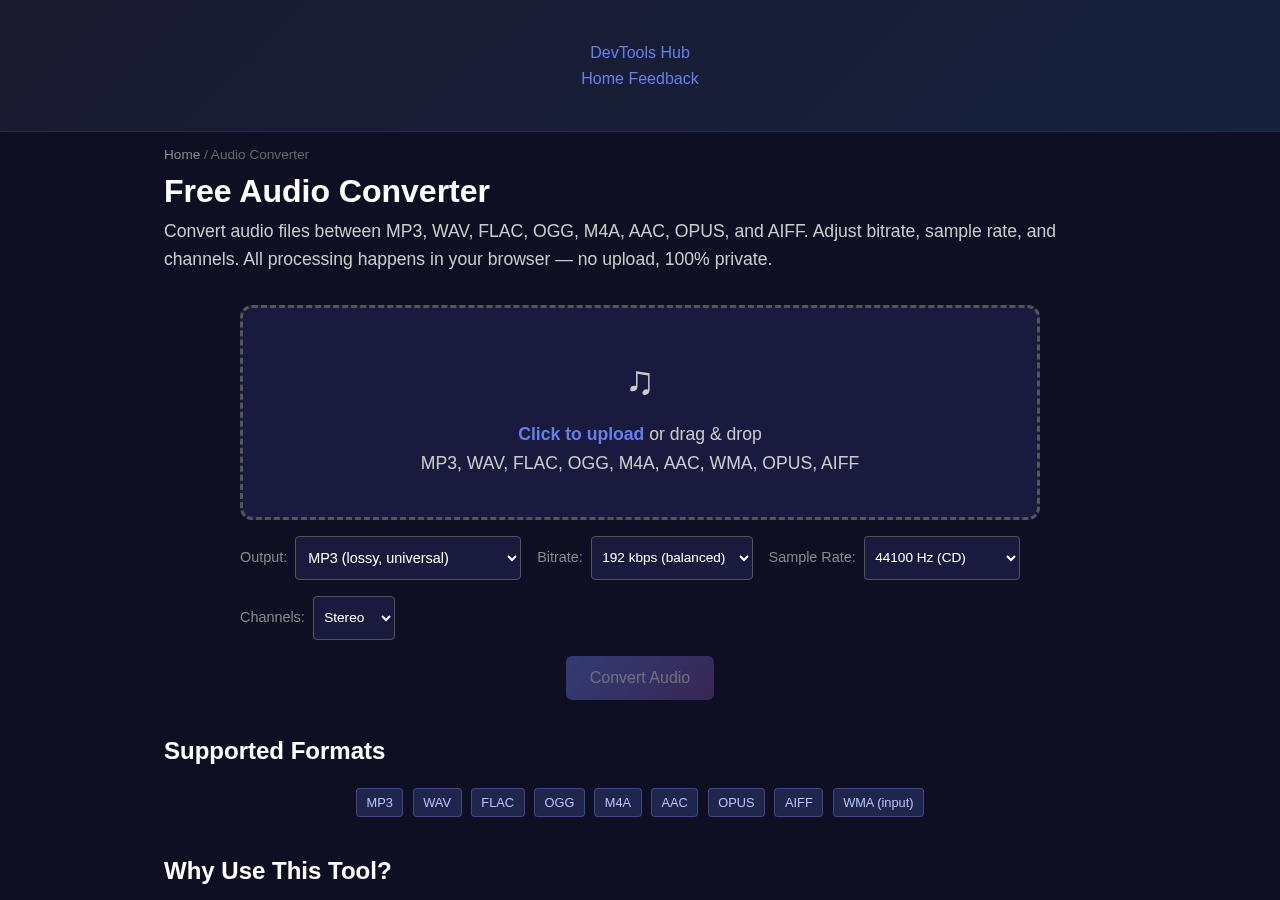 Audio Converter — Free Online Tool