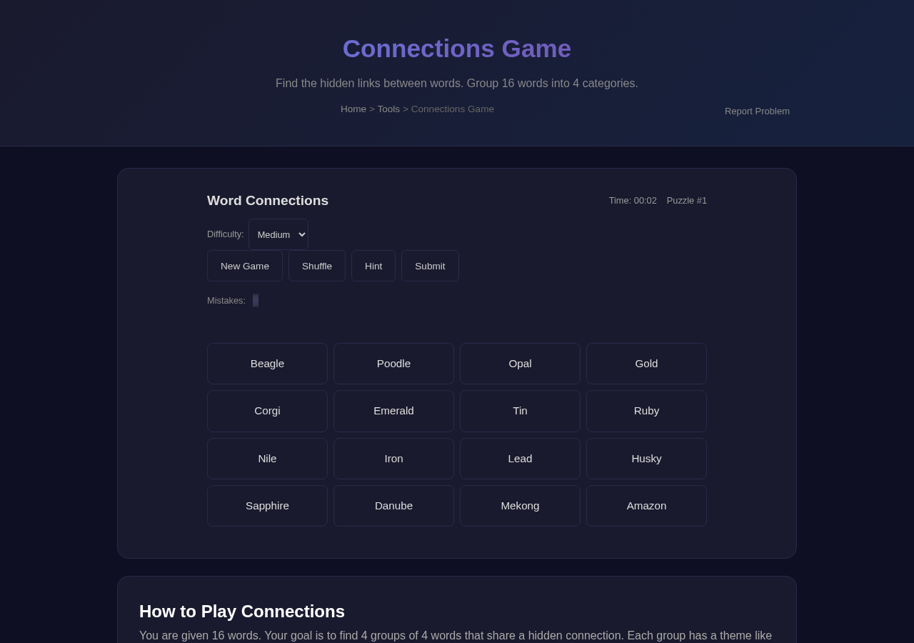 Connections Game — Free Online Tool