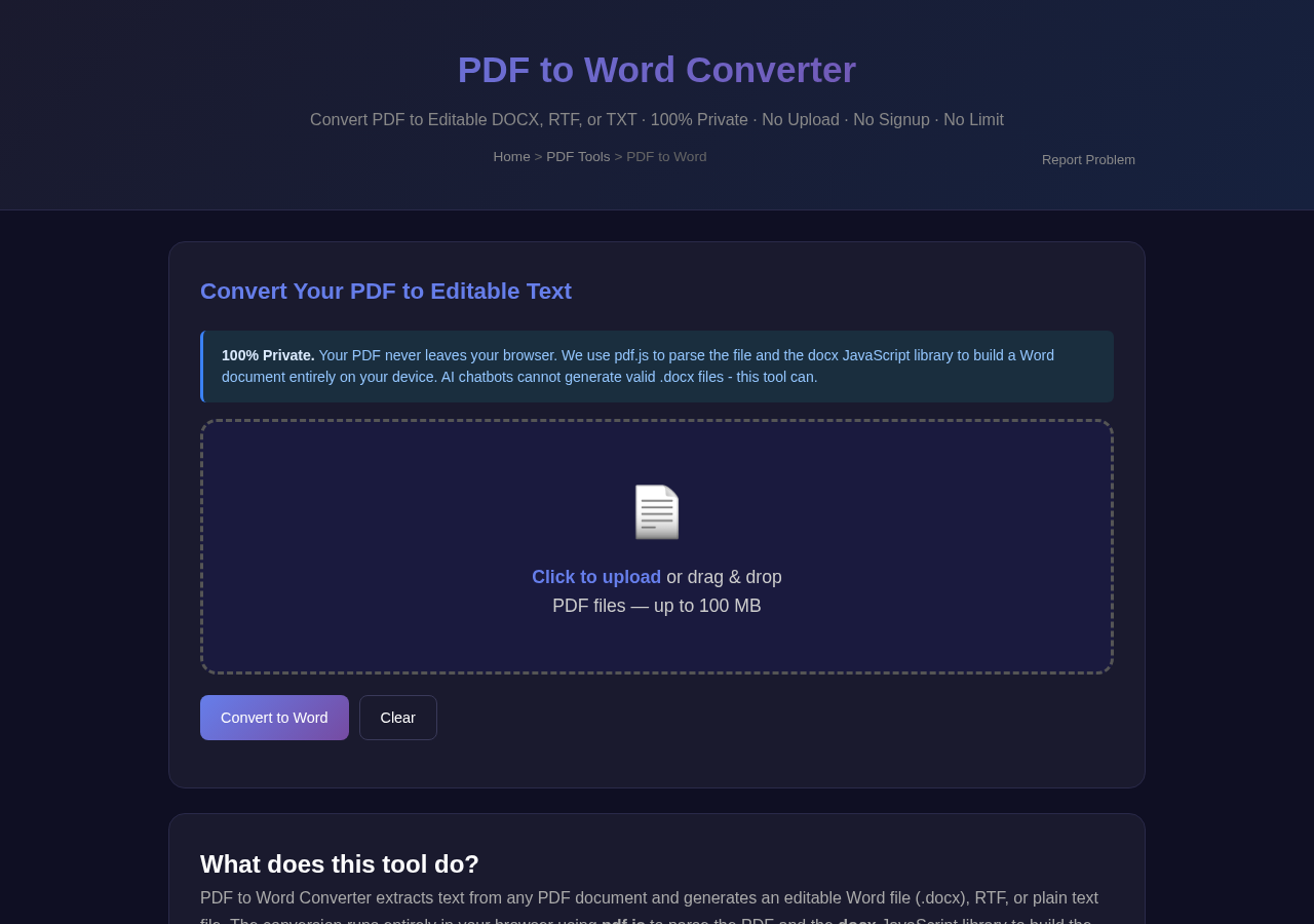 Pdf To Word — Free Online Tool