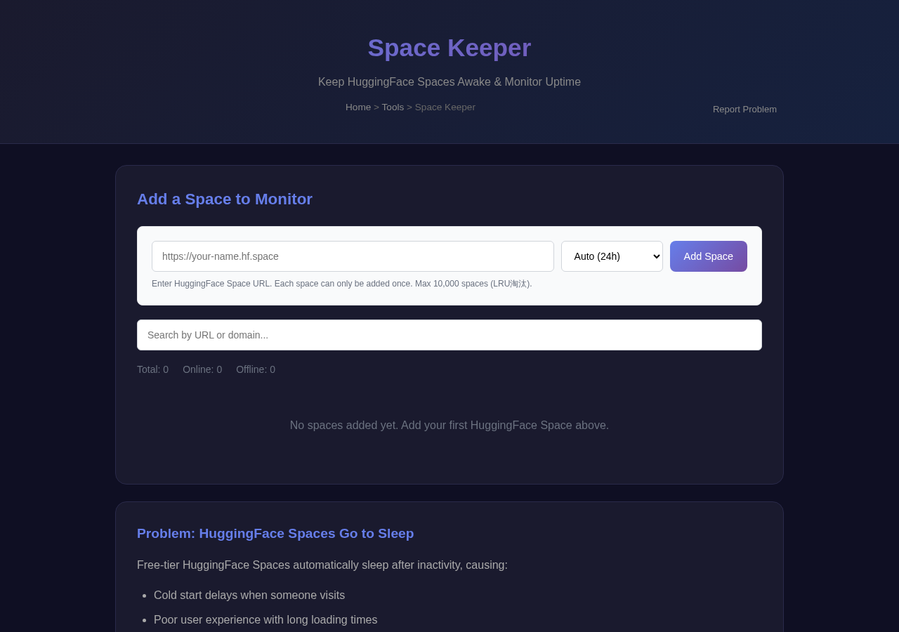 Space Keeper — Free Online Tool