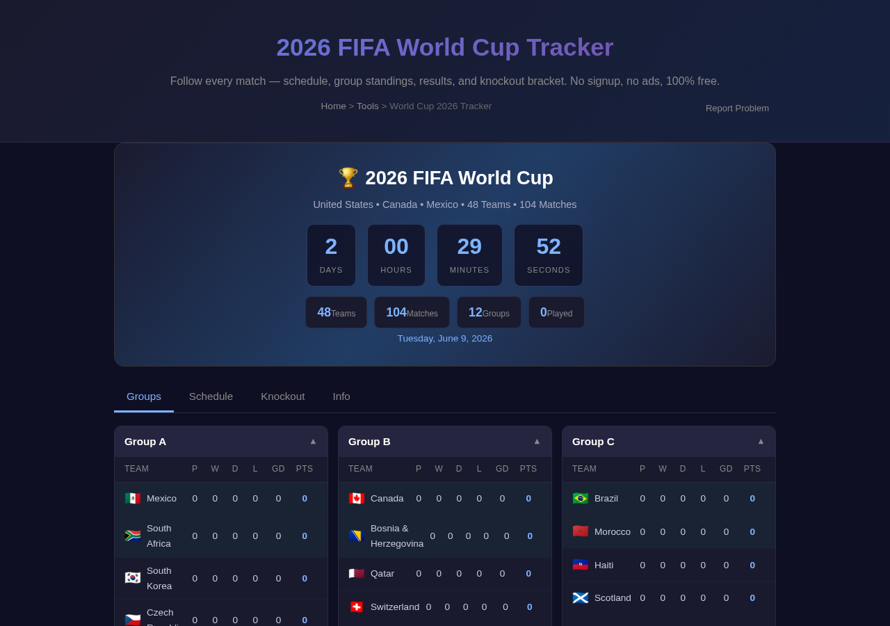 World Cup Tracker — Free Online Tool