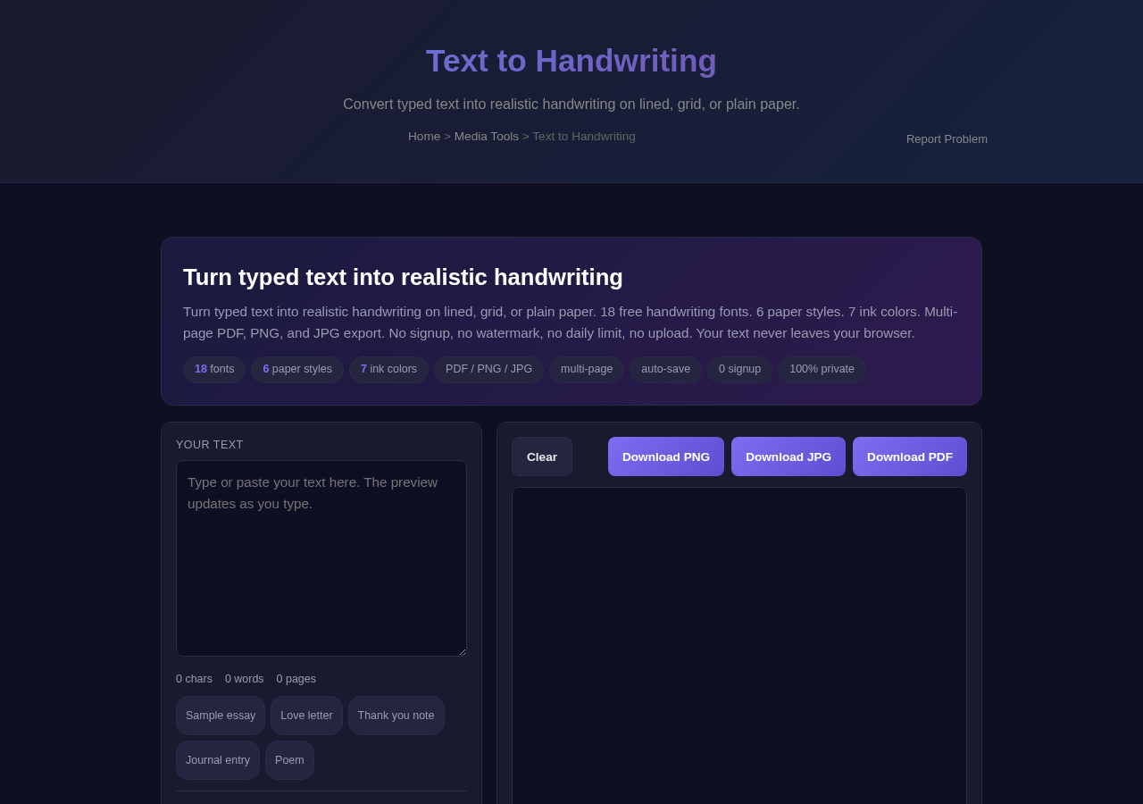 Text To Handwriting — Free Online Tool