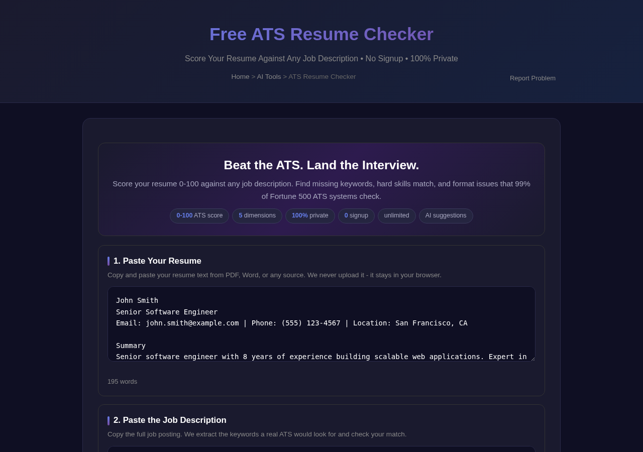 Ats Resume Checker — Free Online Tool
